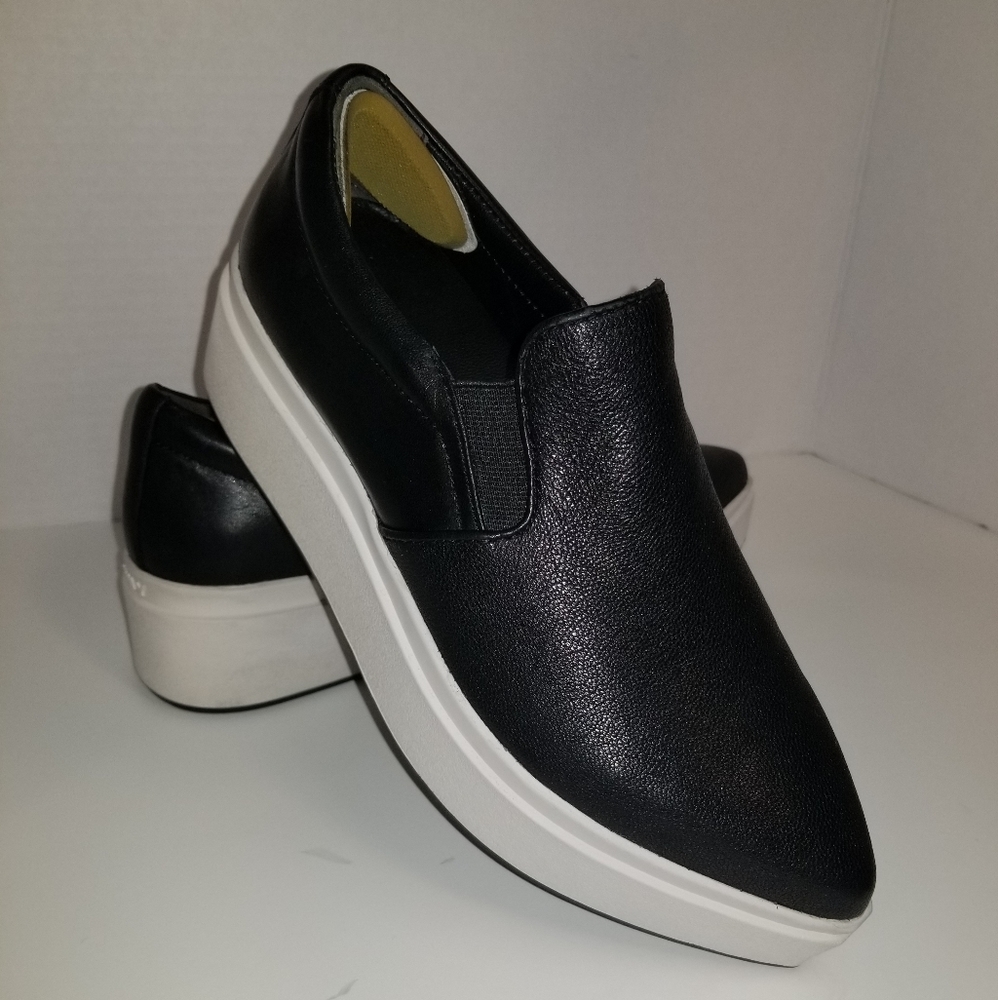 DKNY leather slip on sneakers platform black